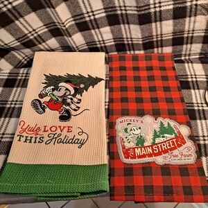 Disney Mickey Mouse Holiday Cotton Kitchen Towel Set - Green and Red